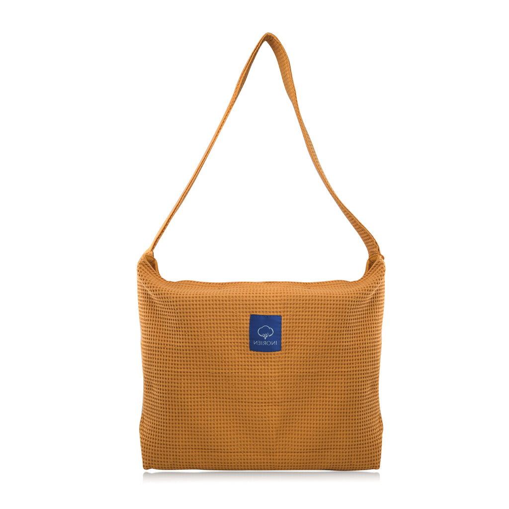 Inorien waffle dokulu tote alışveriş, plaj veya spor çantası