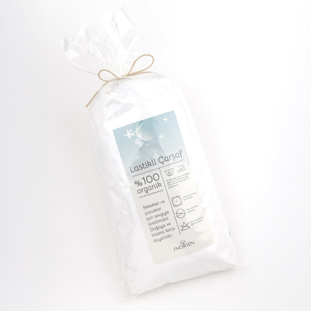 Inorien organik pamuk ekru rengi bebek çarşafı 70x140 cm