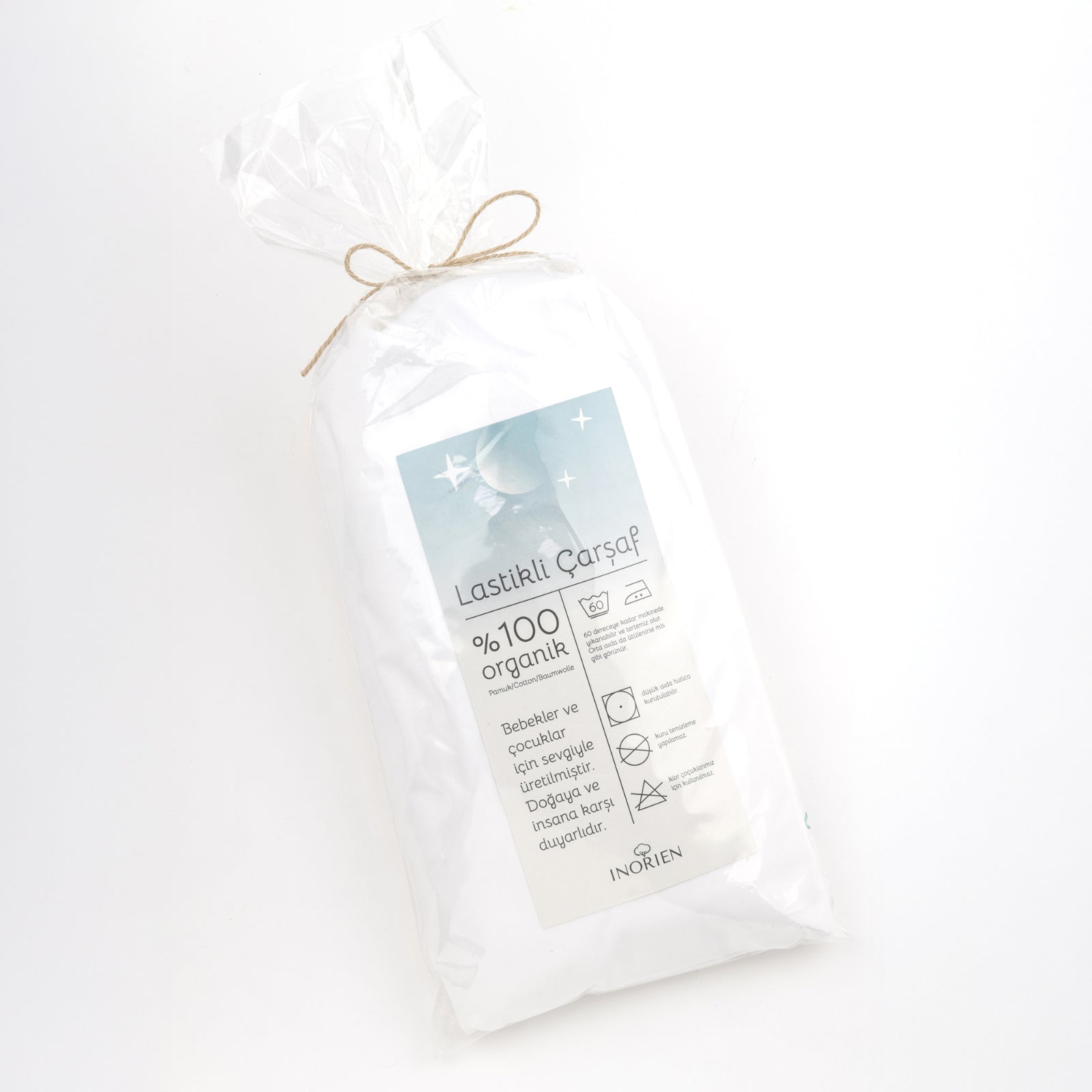 Inorien organik pamuk ekru rengi bebek çarşafı 70x140 cm