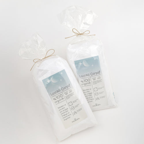 Inorien organik pamuk ekru rengi bebek çarşafı 70x140 cm