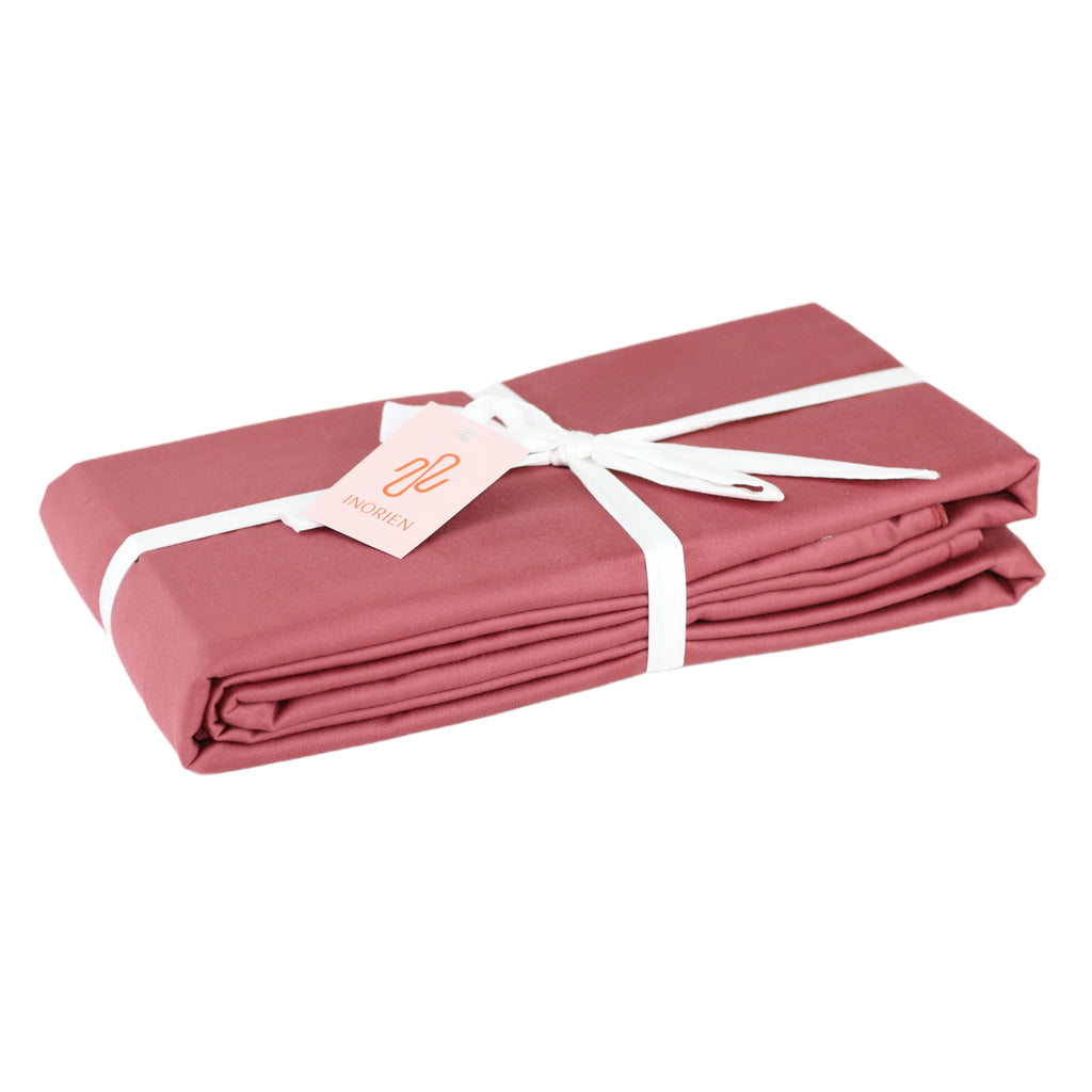 inorien markalı şeftali kırmızı pamuk saten nevresim takımı fotoğrafı