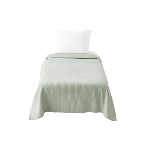 inorien pamuklu solid kumaş çok amaçlı yeşil örtü. Yatak üzerine örtülmüş fotoğraf.