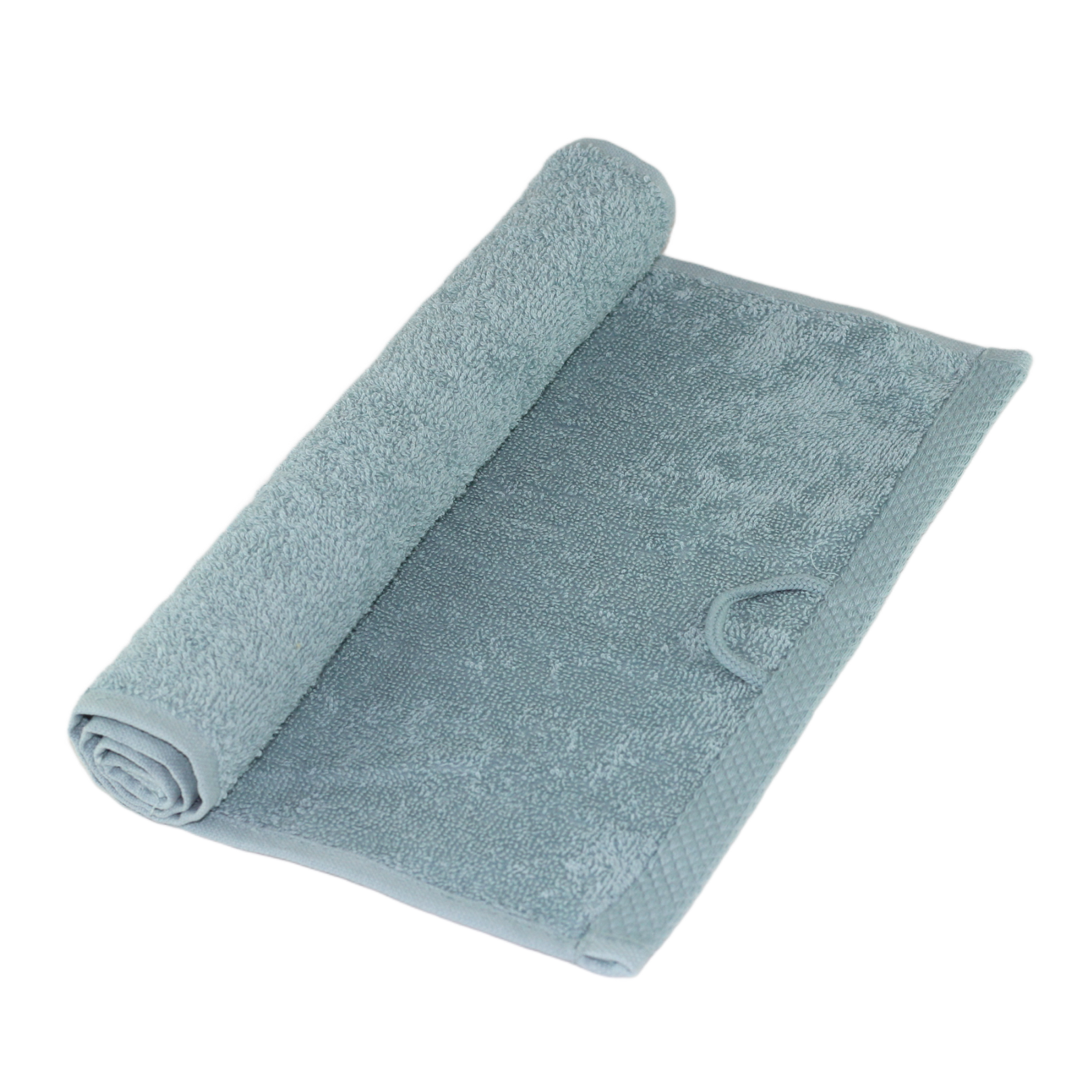 Inorien marka 500 gsm organik pamuk el ve yüz havlusu (30x50 cm), mavi renkte, yoğun dokusu görünecek şekilde katlanmış.