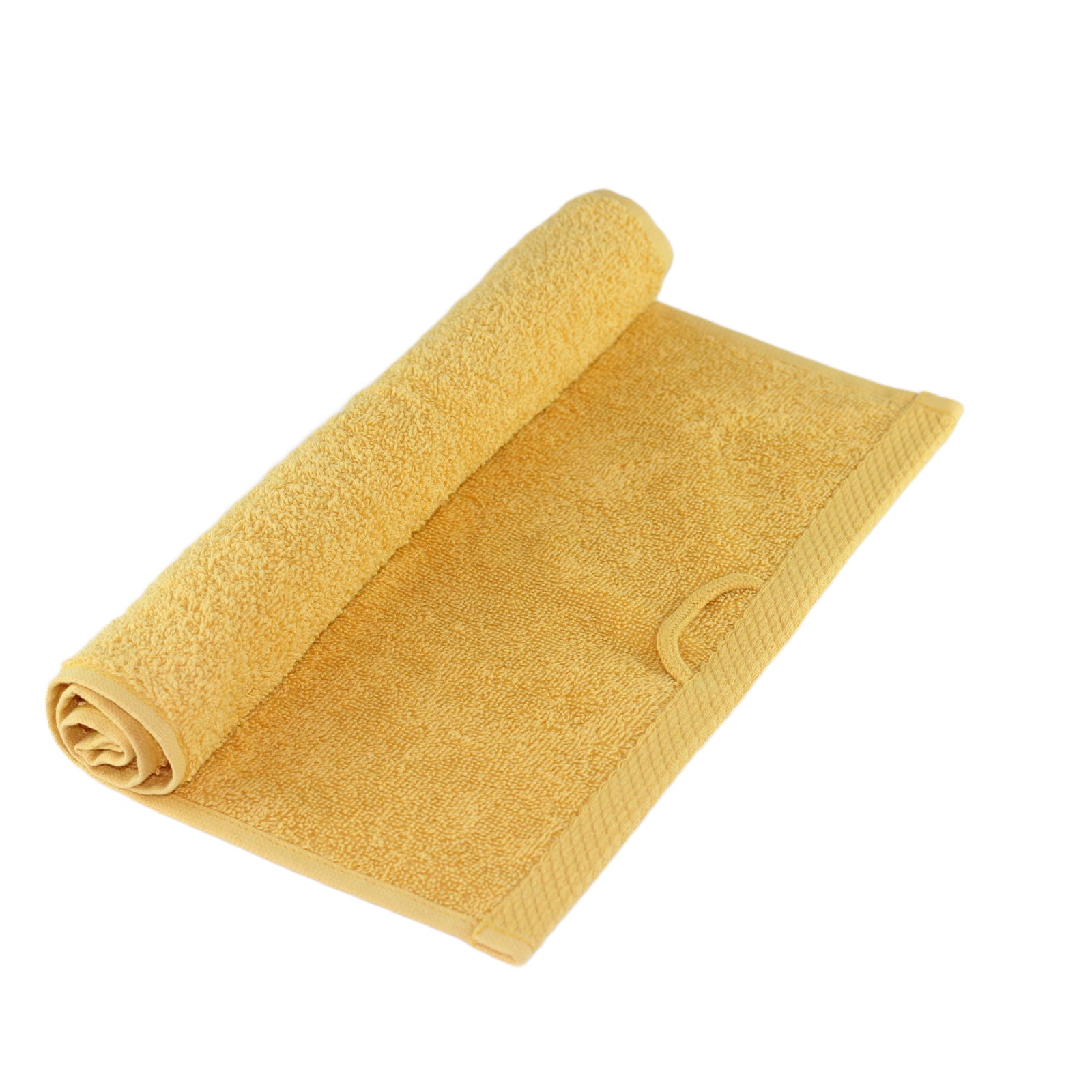 Inorien marka 500 gsm organik pamuk el ve yüz havlusu (30x50 cm), sarı renkte, yoğun dokusu görünecek şekilde katlanmış.