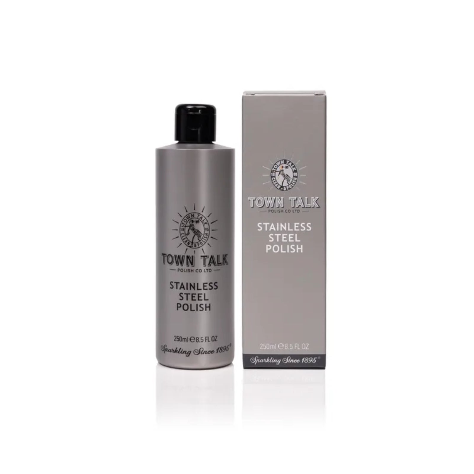 Town Talk marka 250 ml şişede paslanmaz çelik temizleyici ve parlatıcı cila. Ürün ankastre fırın ve buzdolabı temizliğinde kullanılır.